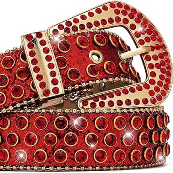 2PC Neiman Marcus Rionaty Western Rhinestone Studded Leather Belt Unisex Belt main image 5